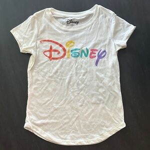 Disney Kids White Tee with Rainbow Logo